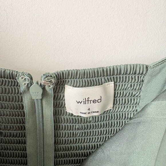 Aritzia Wilfred Anfora Satin Long Sleeve Dress Gallery Green Sage Size 4 - Picture 7 of 9